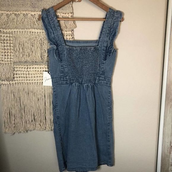 Japana Ruffled Denim Sheath Dress S - Picture 2 of 5